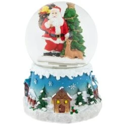 Northlight 5.5" Santa Claus With Christmas Tree & Reindeer Swirling Snow Globe -Northlight D046341S 11