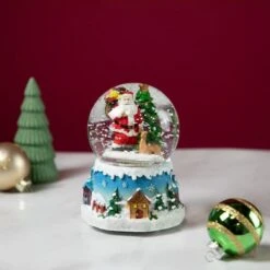 Northlight 5.5" Santa Claus With Christmas Tree & Reindeer Swirling Snow Globe -Northlight D046341S 12