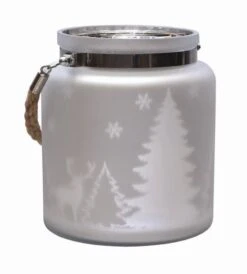 Northlight 6" Matte Silver Winter Scene Christmas Pillar Candle Lantern -Northlight D046370S 11