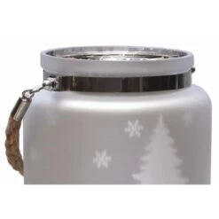 Northlight 6" Matte Silver Winter Scene Christmas Pillar Candle Lantern -Northlight D046370S 13