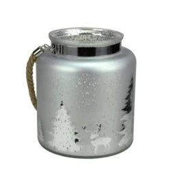 Northlight 9.5" Reindeer & Tree Silhouette Pillar Candle Holder With Handle -Northlight D046375S 11