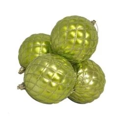 Northlight 4ct Shiny Green Kiwi Diamond Shatterproof Ball Ornaments -Northlight D046386S 12