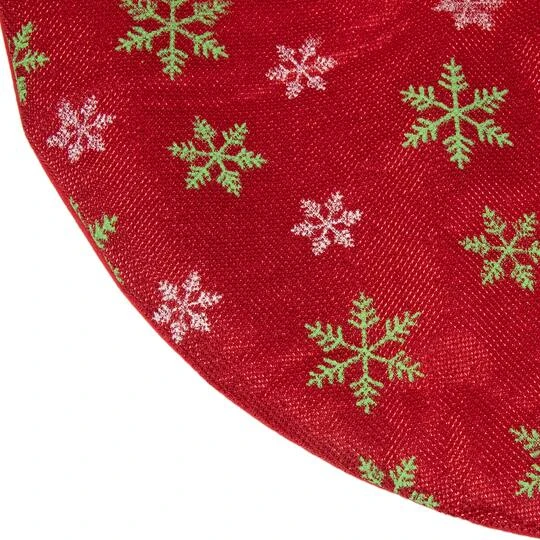 Northlight 20" Red Metallic & Snowflake Print Mini Tree Skirt 8 Northlight 20" Red Metallic & Snowflake Print Mini Tree Skirt - Image 6
