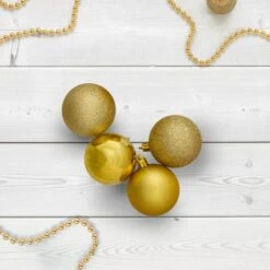 Northlight 60ct Vegas Gold Shatterproof 4-Finish Ball Ornaments 10 Northlight 60ct Vegas Gold Shatterproof 4-Finish Ball Ornaments -Northlight D046402S 12