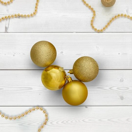 Northlight 60ct Vegas Gold Shatterproof 4-Finish Ball Ornaments 6 Northlight 60ct Vegas Gold Shatterproof 4-Finish Ball Ornaments - Image 4