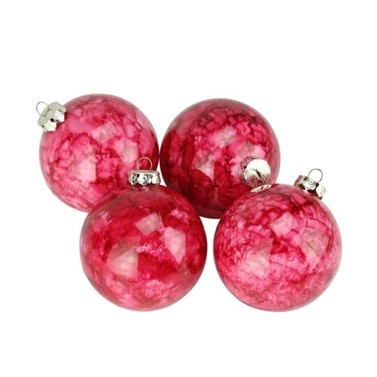 Northlight 4ct Marbled Crimson Red Shatterproof Ball Ornaments 9 Northlight 4ct Marbled Crimson Red Shatterproof Ball Ornaments - Image 7