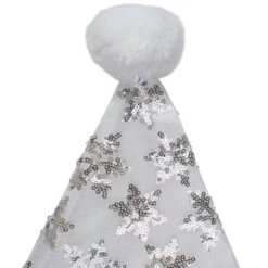 Northlight 14" Adult Medium Sequin Snowflake Santa Hat, White 13 Northlight 14" Adult Medium Sequin Snowflake Santa Hat, White -Northlight D046488S 14
