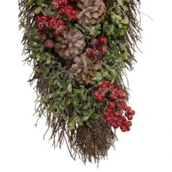 Northlight 28" Unlit Glittered Boxwood, Pine Cones & Red Berry Teardrop Swag 15 Northlight 28" Unlit Glittered Boxwood, Pine Cones & Red Berry Teardrop Swag -Northlight D046584S 15