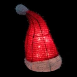 Northlight 12.75" Lighted Iced Tinsel Santa Hat Christmas Tree Topper, Clear Lights -Northlight D046595S 13