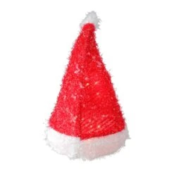 Northlight 12.75" Lighted Iced Tinsel Santa Hat Christmas Tree Topper, Clear Lights -Northlight D046595S 2