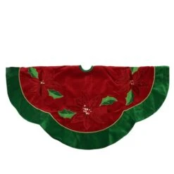 Northlight 48" Red Sequined Poinsettia & Velveteen Trim Tree Skirt