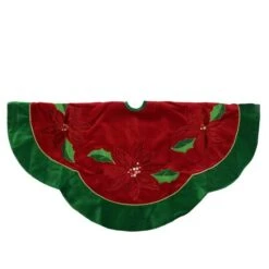 Northlight 48" Red Sequined Poinsettia & Velveteen Trim Tree Skirt 14 Northlight 48" Red Sequined Poinsettia & Velveteen Trim Tree Skirt -Northlight D046621S 3