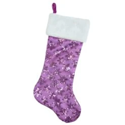 Northlight 20.5" Sequin Snowflake Stocking With White Faux Fur Cuff, Purple 10 Northlight 20.5" Sequin Snowflake Stocking With White Faux Fur Cuff, Purple -Northlight D046623S 11