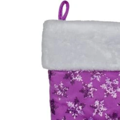 Northlight 20.5" Sequin Snowflake Stocking With White Faux Fur Cuff, Purple 12 Northlight 20.5" Sequin Snowflake Stocking With White Faux Fur Cuff, Purple -Northlight D046623S 13