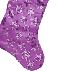 Northlight 20.5" Sequin Snowflake Stocking With White Faux Fur Cuff, Purple 13 Northlight 20.5" Sequin Snowflake Stocking With White Faux Fur Cuff, Purple -Northlight D046623S 14