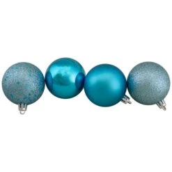 Northlight 60ct Shatterproof Turquoise Blue 4-Finish Ball Ornaments -Northlight D046694S 13
