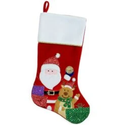 Northlight 20.5" Santa Claus, Reindeer & Glitter Presents Christmas Stocking 10 Northlight 20.5" Santa Claus, Reindeer & Glitter Presents Christmas Stocking -Northlight D046709S 11