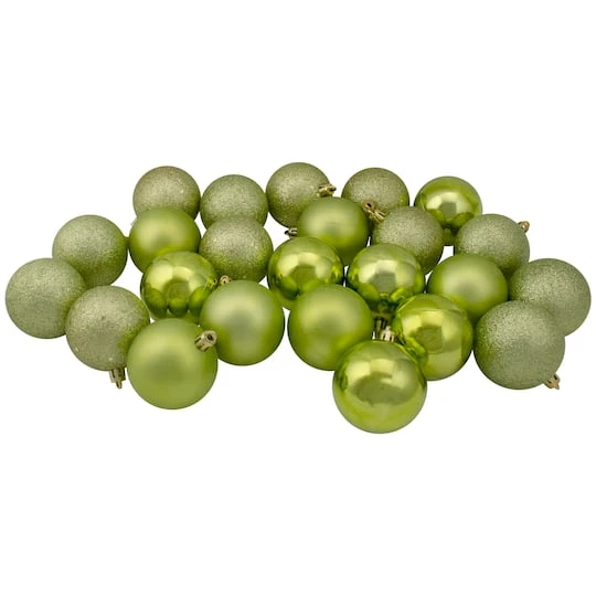 Northlight 60ct Shatterproof Kiwi Green 4-Finish Ball Ornaments 5 Northlight 60ct Shatterproof Kiwi Green 4-Finish Ball Ornaments - Image 3