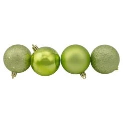 Northlight 60ct Shatterproof Kiwi Green 4-Finish Ball Ornaments 9 Northlight 60ct Shatterproof Kiwi Green 4-Finish Ball Ornaments -Northlight D046710S 12