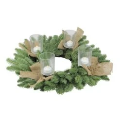 Northlight 21" Artificial Pine & Burlap Votive Candle Holder -Northlight D046727S 12