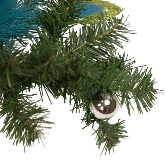 Northlight Pre-Decorated Peacock Feathers & Poinsettias Artificial Garland, Unlit 8 Northlight Pre-Decorated Peacock Feathers & Poinsettias Artificial Garland, Unlit - Image 6