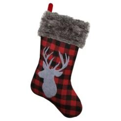 Northlight 20.5" Alpine Chic Shepherd's Check Reindeer Stocking 10 Northlight 20.5" Alpine Chic Shepherd's Check Reindeer Stocking -Northlight D046773S 11