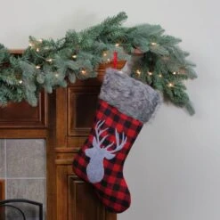 Northlight 20.5" Alpine Chic Shepherd's Check Reindeer Stocking 11 Northlight 20.5" Alpine Chic Shepherd's Check Reindeer Stocking -Northlight D046773S 12