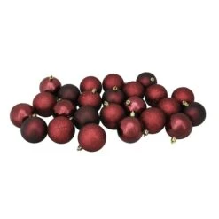 Northlight 24ct Shatterproof 2.5" 4-Finish Ball Ornament, Burgundy -Northlight D046796S 11