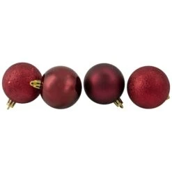 Northlight 24ct Shatterproof 2.5" 4-Finish Ball Ornament, Burgundy -Northlight D046796S 12