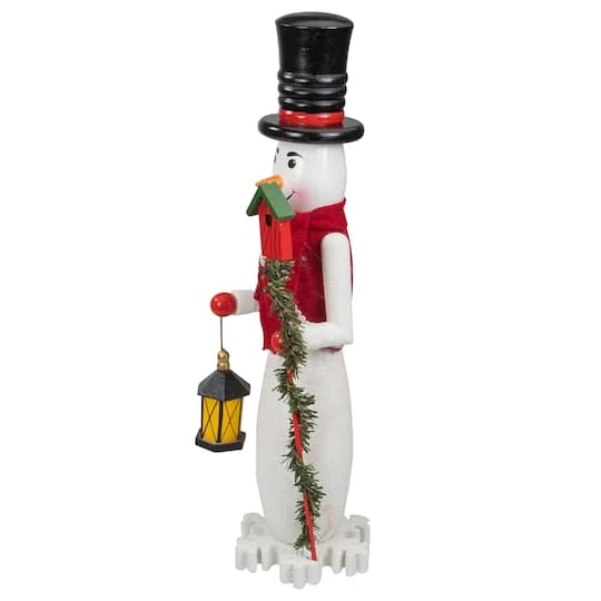 Northlight 18" Glittered Wooden Snowman & Bird Nutcracker 5 Northlight 18" Glittered Wooden Snowman & Bird Nutcracker - Image 3