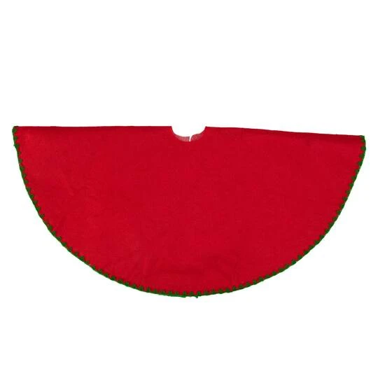 Northlight 26" Christmas Traditions Cardinal Red With Green Stitching Mini Tree Skirt 5 Northlight 26" Christmas Traditions Cardinal Red With Green Stitching Mini Tree Skirt - Image 3
