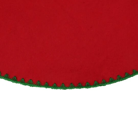Northlight 26" Christmas Traditions Cardinal Red With Green Stitching Mini Tree Skirt 6 Northlight 26" Christmas Traditions Cardinal Red With Green Stitching Mini Tree Skirt - Image 4
