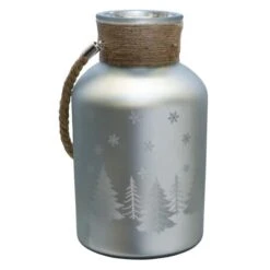 Northlight 12" Christmas Trees And Snowflakes Pillar Candle Holder With Handle -Northlight D046837S 12