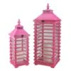 Northlight L'Eau De Fleur Distressed Pink Fir Wood Candle Lantern Set, 21" & 28" 2 Northlight L'Eau De Fleur Distressed Pink Fir Wood Candle Lantern Set, 21" & 28" -Northlight D050528S 1