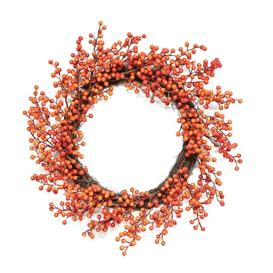 Northlight 14" Red & Orange Fall Berry Wreath 4 Northlight 14" Red & Orange Fall Berry Wreath - Image 2