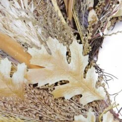 Northlight 24" Unlit Autumn Harvest Artificial Cattail & Wheat Thanksgiving Wreath -Northlight D204672S 2