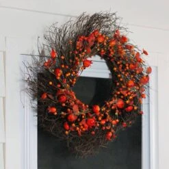 Northlight 24" Unlit Autumn Harvest Artificial Berries, Twigs & Leaves Rustic Thanksgiving Wreath 7 Northlight 24" Unlit Autumn Harvest Artificial Berries, Twigs & Leaves Rustic Thanksgiving Wreath -Northlight D204675S 2