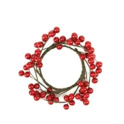 Northlight 7" Artificial Red Berries Christmas Candle Holder Ring -Northlight D204739S 1 1