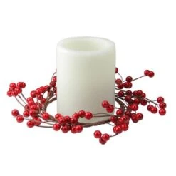 Northlight 9" Artificial Red Berries Christmas Candle Holder Ring 12 Northlight 9" Artificial Red Berries Christmas Candle Holder Ring -Northlight D204740S 11