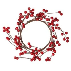 Northlight 9" Artificial Red Berries Christmas Candle Holder Ring 13 Northlight 9" Artificial Red Berries Christmas Candle Holder Ring -Northlight D204740S 12