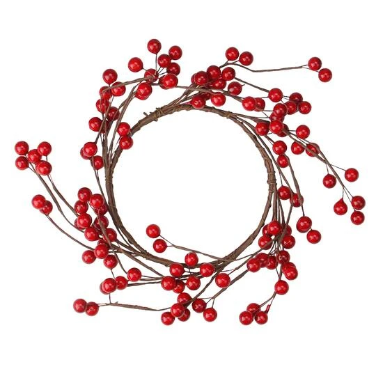 Northlight 9" Artificial Red Berries Christmas Candle Holder Ring 7 Northlight 9" Artificial Red Berries Christmas Candle Holder Ring - Image 5