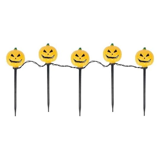 Northlight Clear Lighted Scary Jack-o-Lantern Halloween Pathway Markers, 5 Pack 4 Northlight Clear Lighted Scary Jack-o-Lantern Halloween Pathway Markers, 5 Pack - Image 2