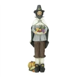 Northlight Autumn Harvest Thanksgiving Wood Carved Pilgrim Man Decorative Figure -Northlight D204859S 1 1