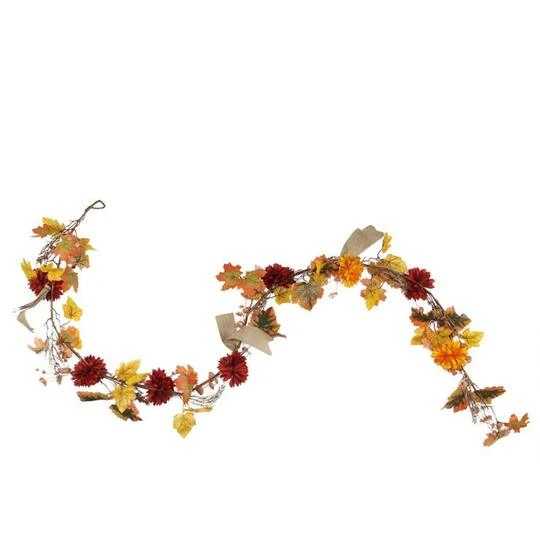 Northlight 6ft. Unlit Autumn Harvest Thanksgiving Mixed Fall Leaf & Mum Flower Garland 3 Northlight 6ft. Unlit Autumn Harvest Thanksgiving Mixed Fall Leaf & Mum Flower Garland