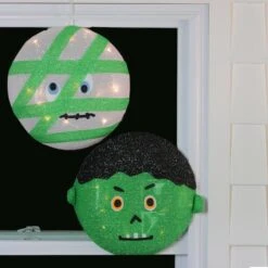 Northlight 14" LED Mummy & Frankenstein Hanging Outdoor Halloween Decoration Set -Northlight D204879S 3