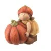 Northlight Fall Harvest Girl In Tan Dress With Artificial Pumpkin Tabletop Decoration