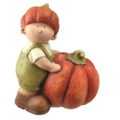 Northlight Fall Harvest Boy Holding Artificial Pumpkin Thanksgiving Tabletop Decoration 5 Northlight Fall Harvest Boy Holding Artificial Pumpkin Thanksgiving Tabletop Decoration -Northlight D204905S 1 1