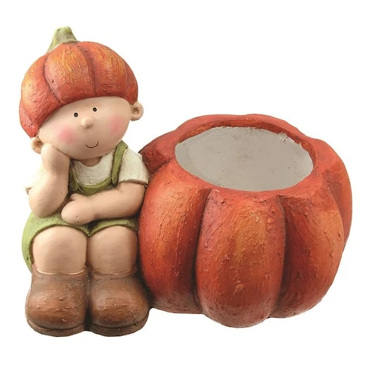 Northlight Fall Harvest Sitting Boy With Pumpkin Pot Tabletop Decoration 3 Northlight Fall Harvest Sitting Boy With Pumpkin Pot Tabletop Decoration