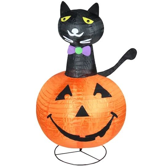 Northlight 36" Pre-Lit Black Cat In Pumpkin Halloween Outdoor Decoration 3 Northlight 36" Pre-Lit Black Cat In Pumpkin Halloween Outdoor Decoration