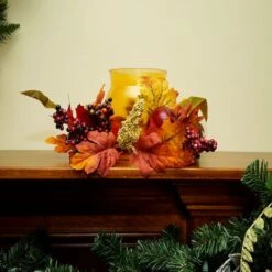 Northlight 17" Autumn Apple & Berry Hurricane Glass Pillar Candle Holder -Northlight D204927S 2